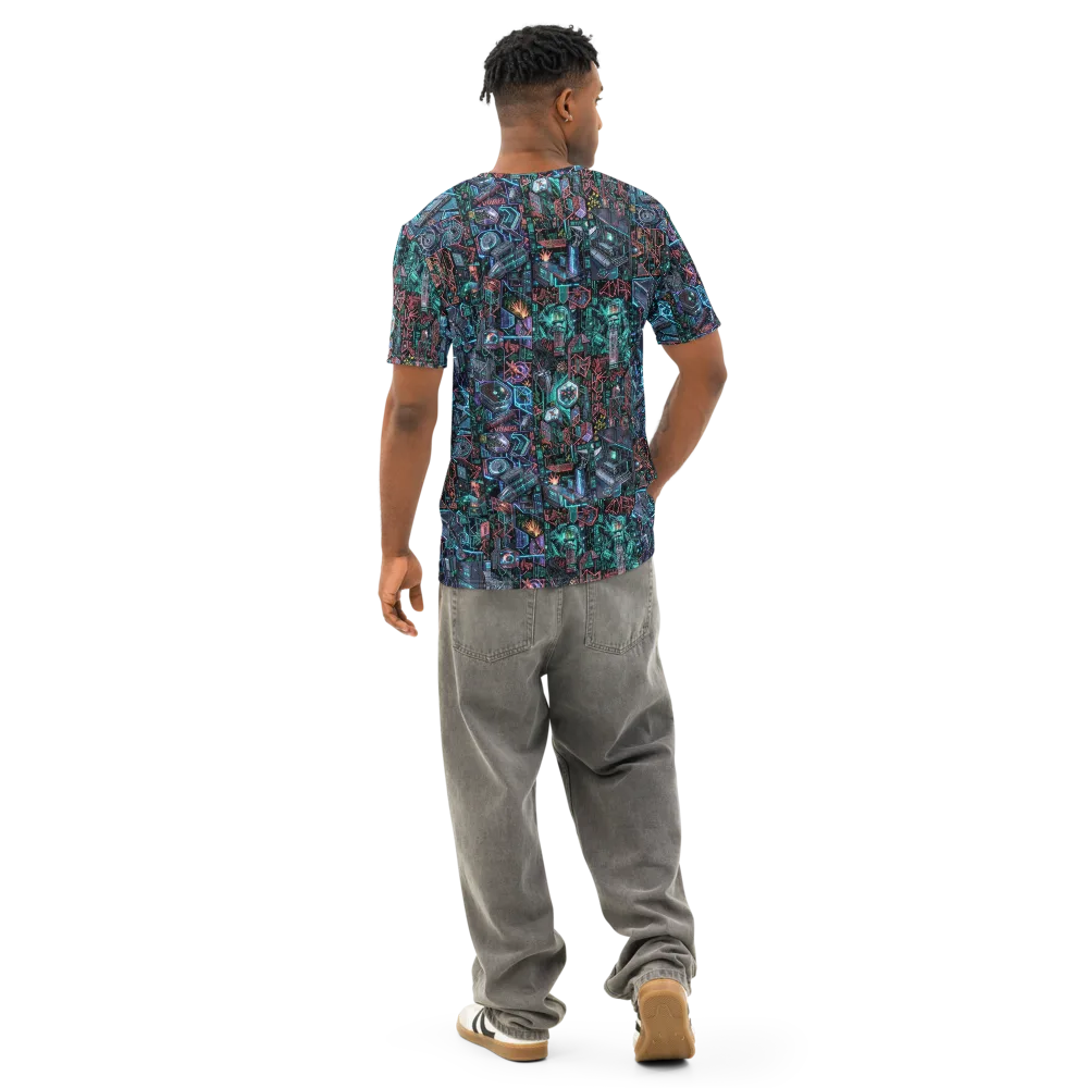 Cybernetic Jungle on Men's Cotton Crew Neck T-Shirt — Back