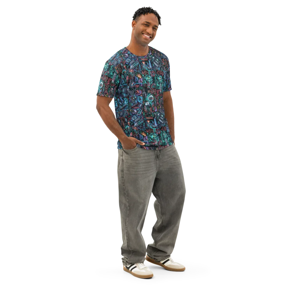Cybernetic Jungle on Men's Cotton Crew Neck T-Shirt — Right Front