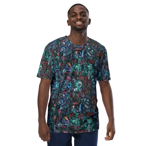 Cybernetic Jungle on a Men's Crew Neck T-Shirt