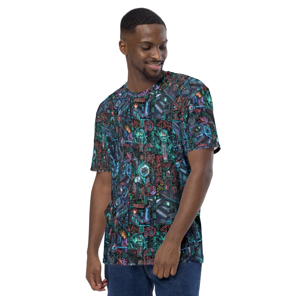 Cybernetic Jungle on Men's Crew Neck T-Shirt — Left