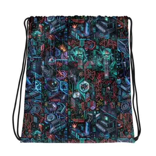 Cybernetic Jungle on a Drawstring Bag