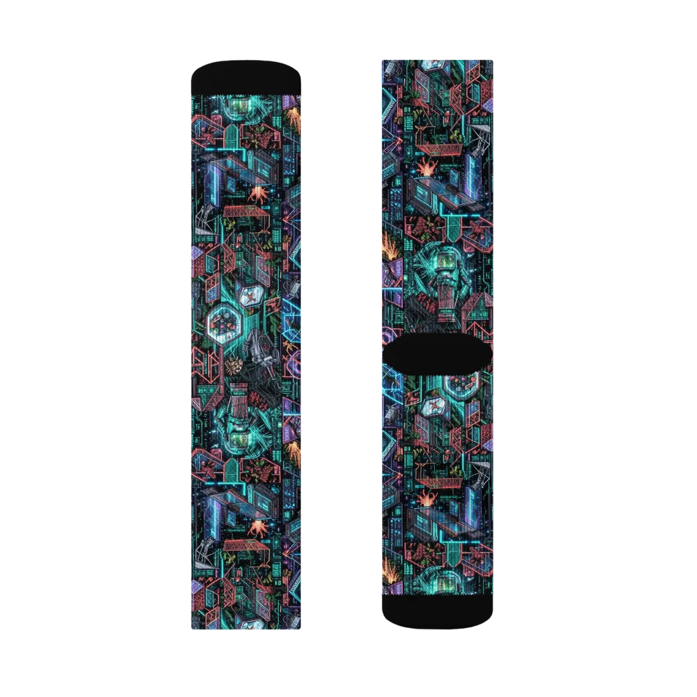Cybernetic Jungle on Socks — Left Sock