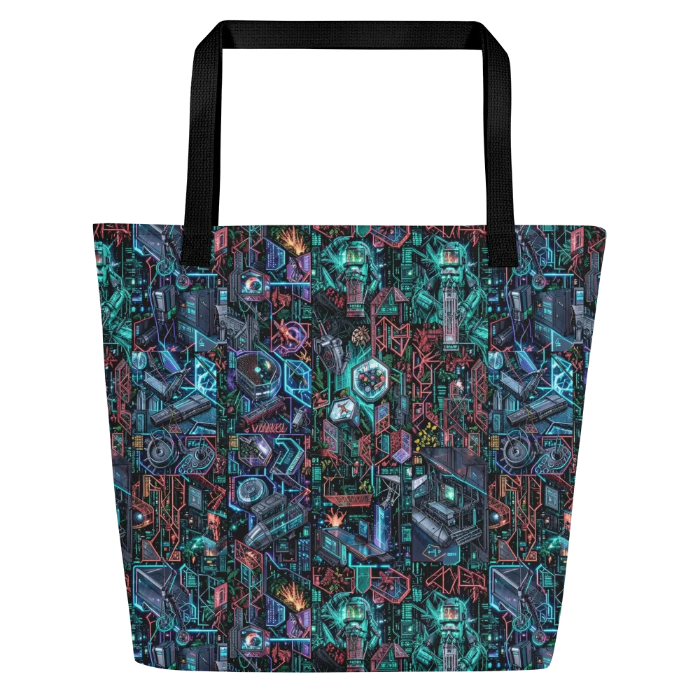 Cybernetic Jungle on Large Tote Bag W/ Pocket — Front
