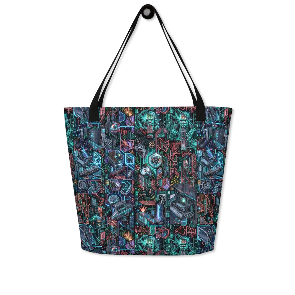 Cybernetic Jungle on Large Tote Bag W/ Pocket — Front