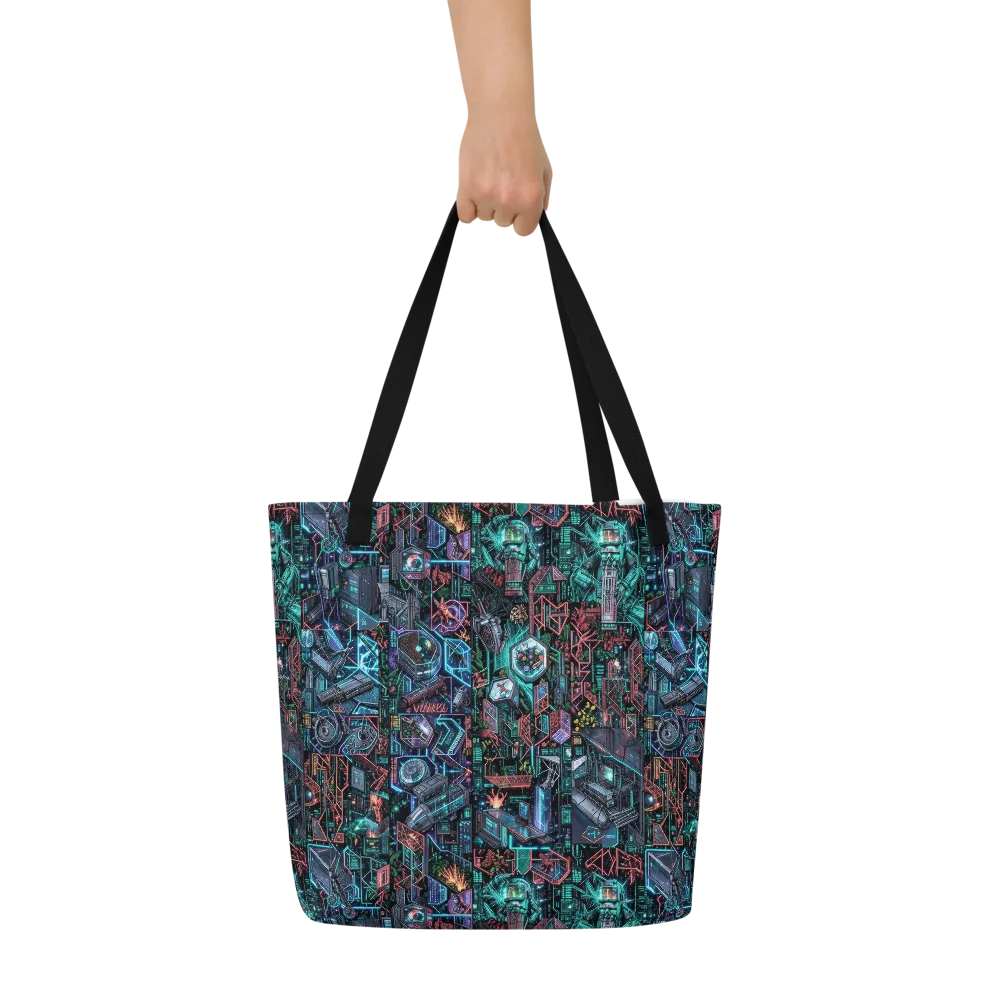 Cybernetic Jungle on Large Tote Bag W/ Pocket — Front
