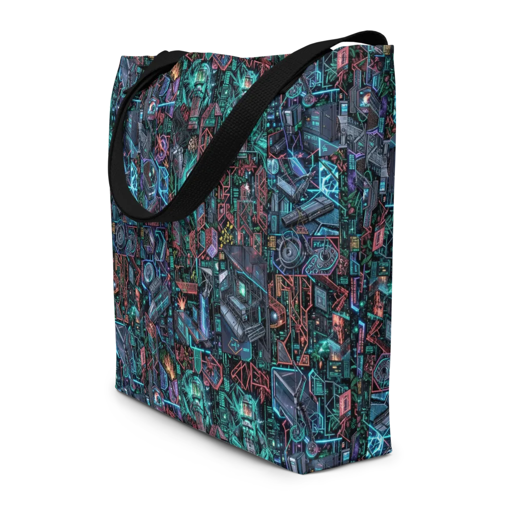 Cybernetic Jungle on Large Tote Bag W/ Pocket — Front