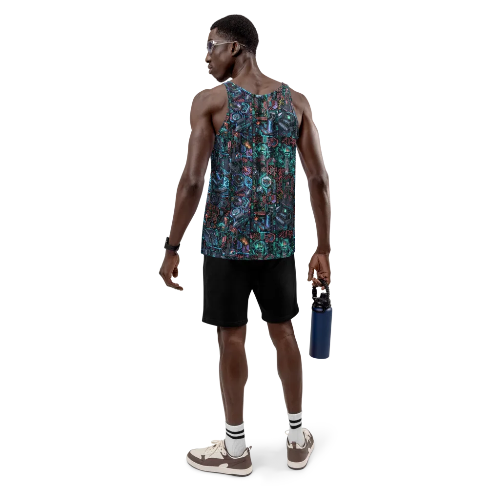 Cybernetic Jungle on Men's Tank Top — Back