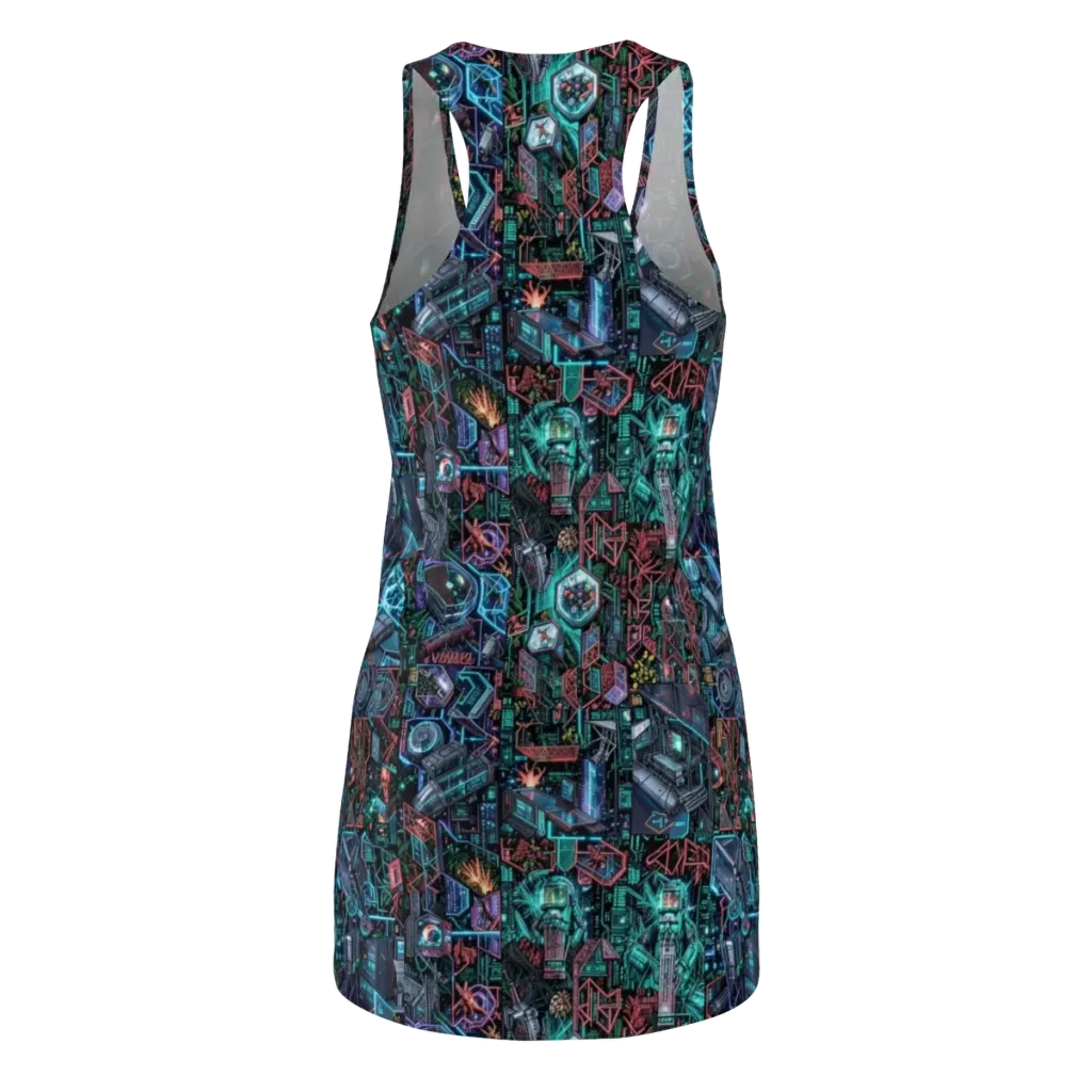 Cybernetic Jungle on Racerback Dress — Back