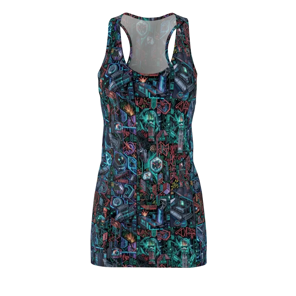 Cybernetic Jungle on Racerback Dress — Front