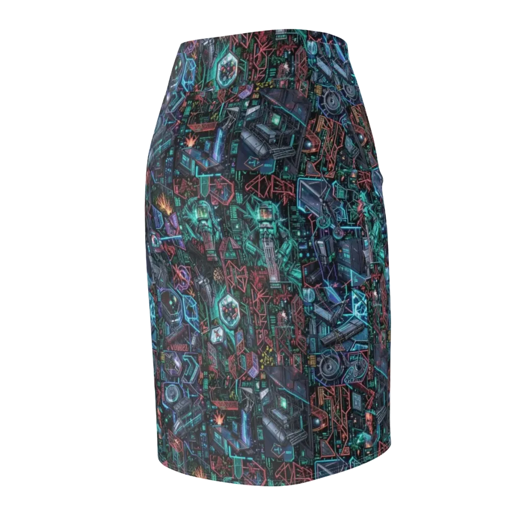Cybernetic Jungle on Pencil Skirt — Back Side