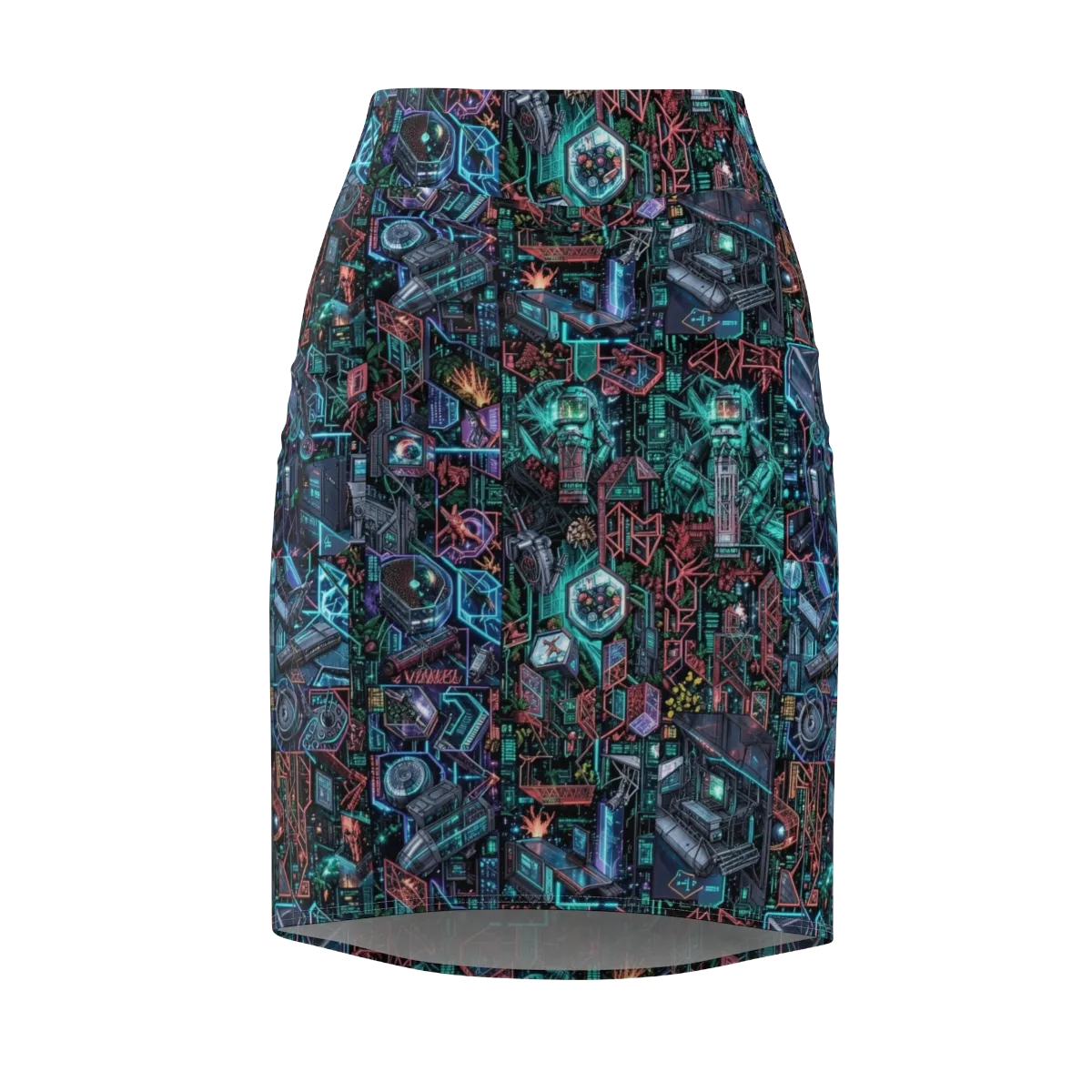 Cybernetic Jungle on Pencil Skirt — Front
