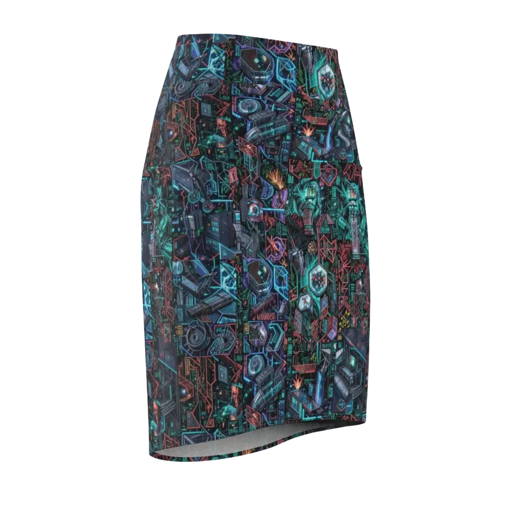 Cybernetic Jungle on Pencil Skirt — Front Side