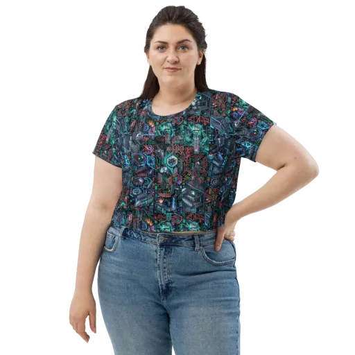 Cybernetic Jungle on a Crop Tee