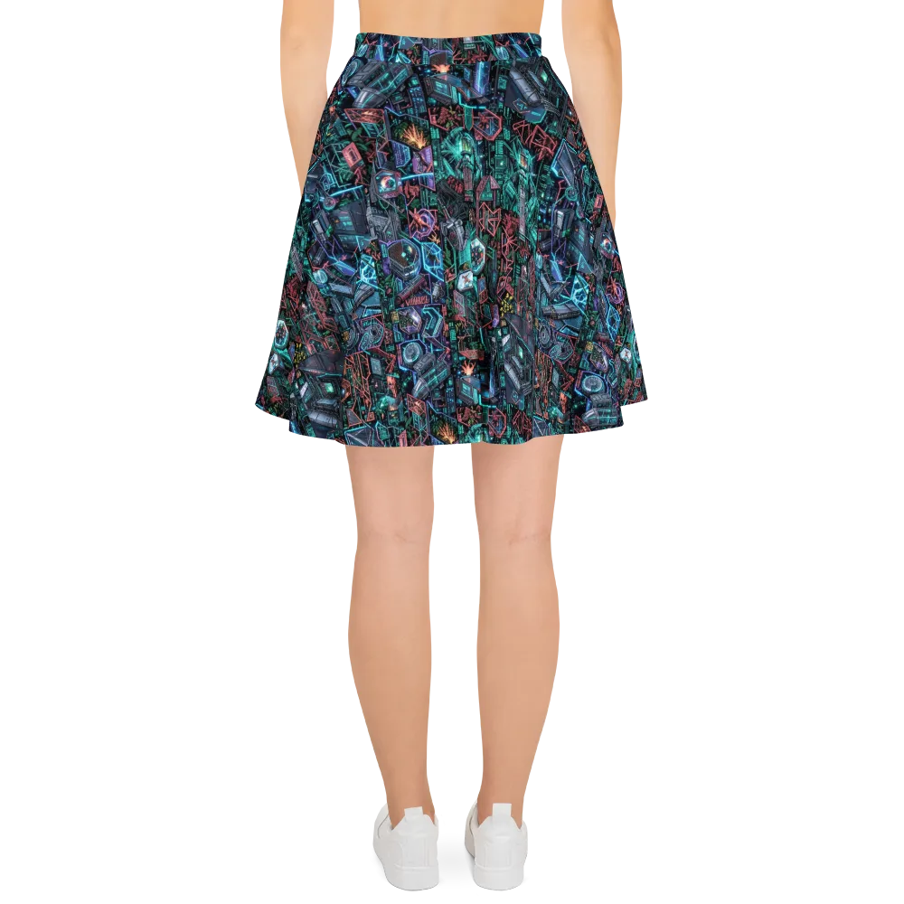 Cybernetic Jungle on Skater Skirt — Back
