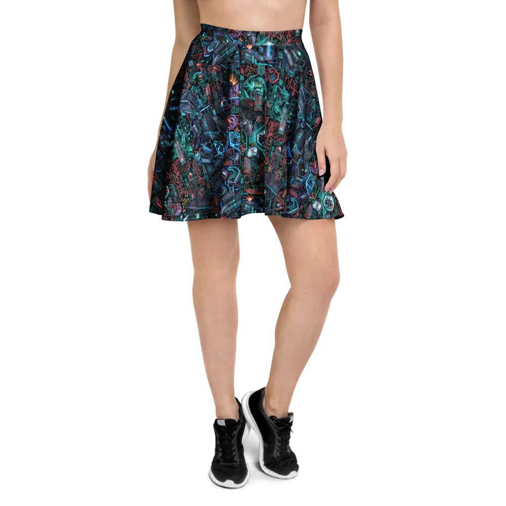 Cybernetic Jungle on Skater Skirt — Front