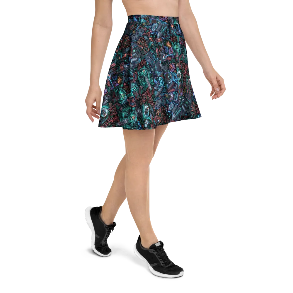 Cybernetic Jungle on Skater Skirt — Right