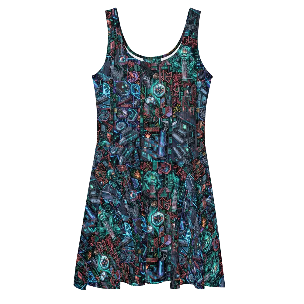 Cybernetic Jungle on Skater Dress — Front