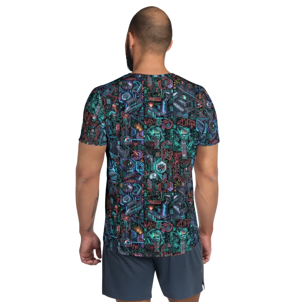 Cybernetic Jungle on Men's Athletic T-Shirt — Back