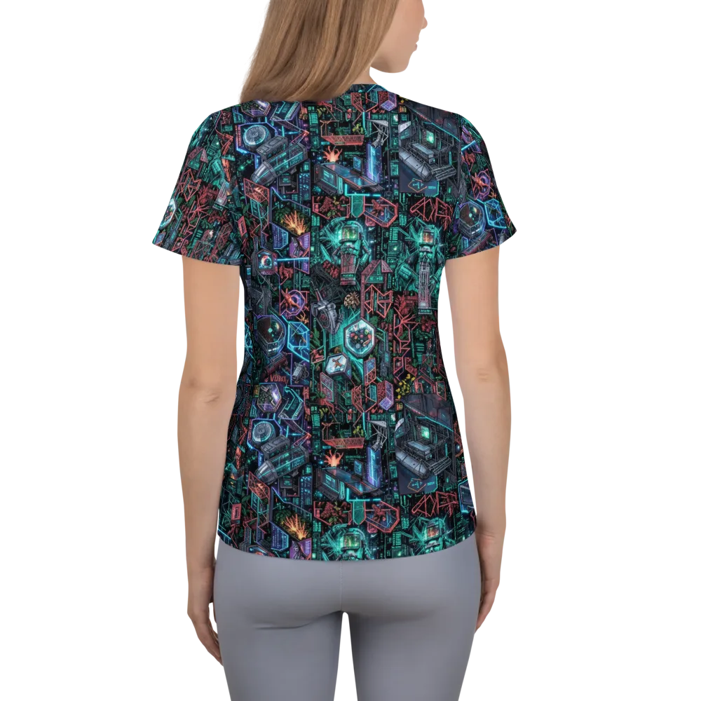 Cybernetic Jungle on Women's Athletic T-Shirt — Back