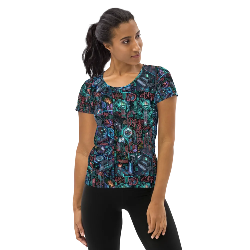Cybernetic Jungle on Women's Athletic T-Shirt — Front