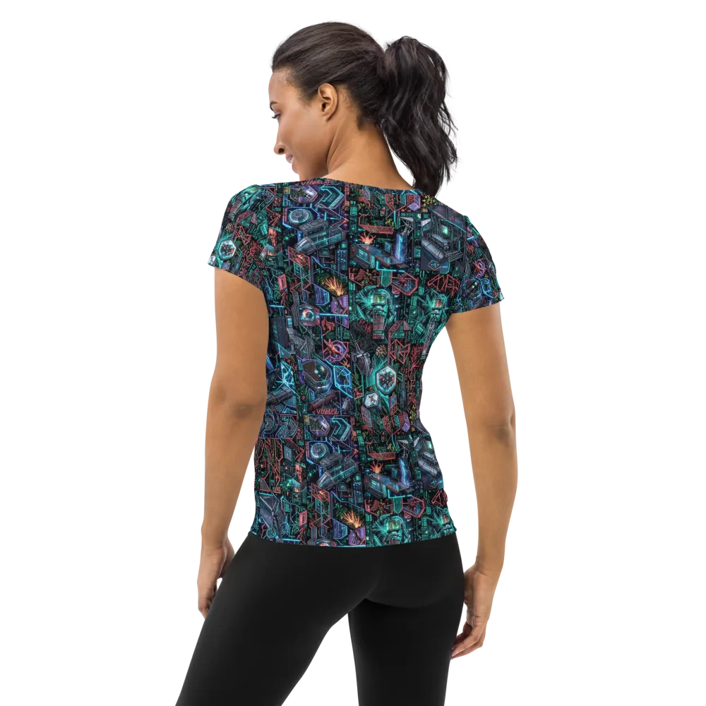 Cybernetic Jungle on Women's Athletic T-Shirt — Back
