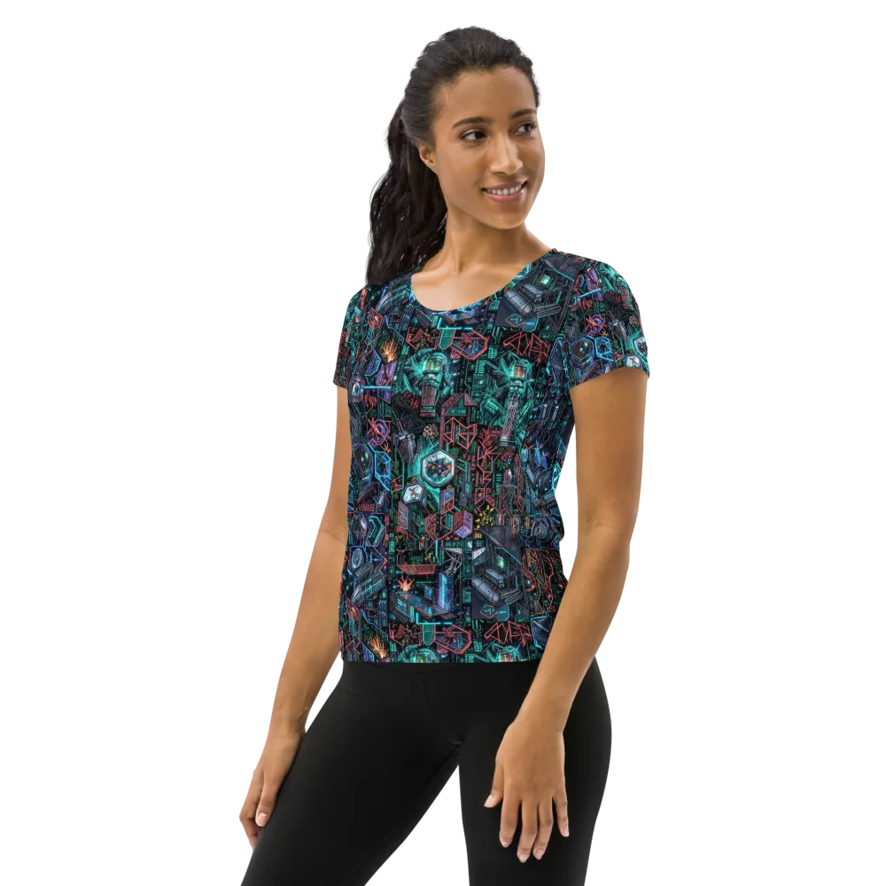 Cybernetic Jungle on Women's Athletic T-Shirt — Left