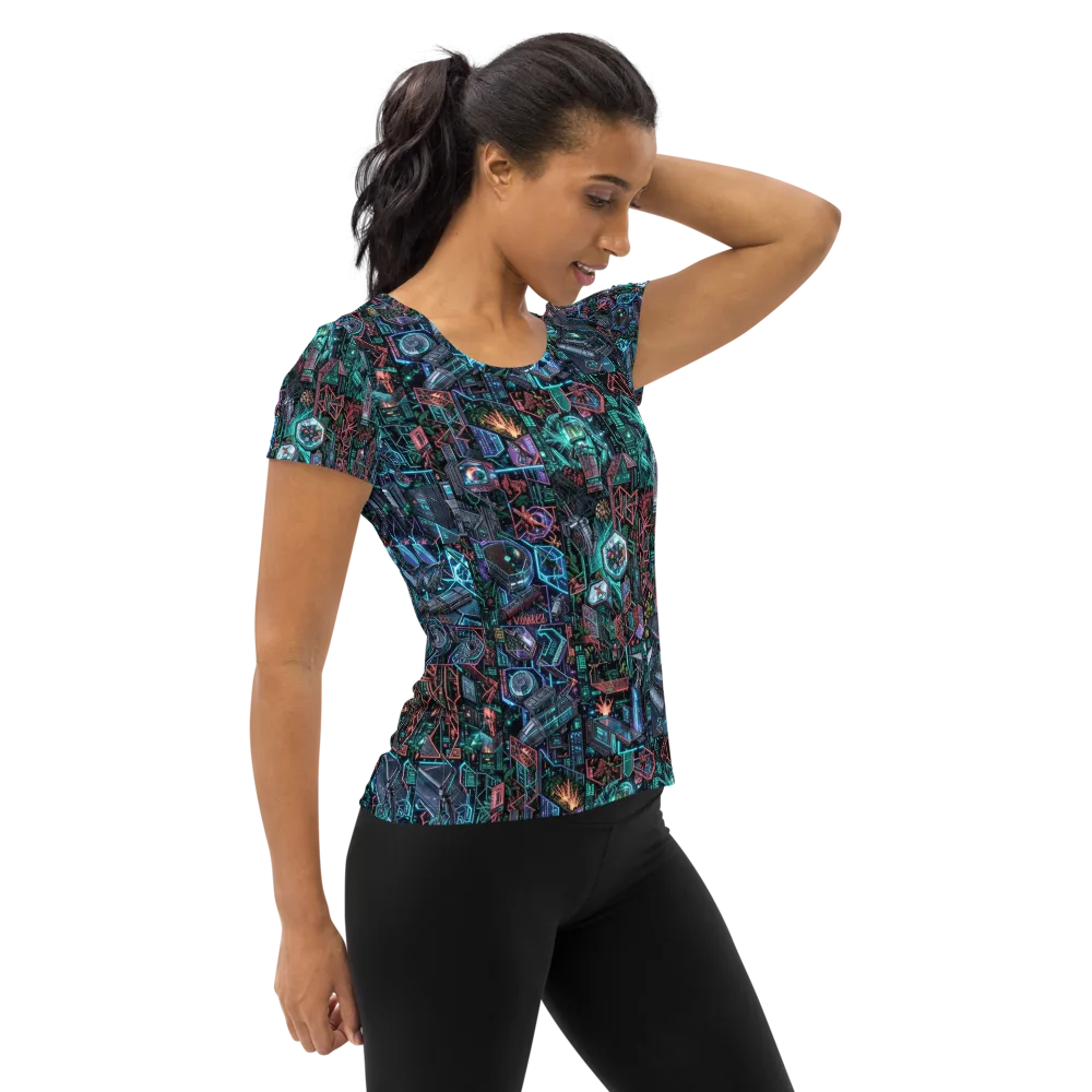 Cybernetic Jungle on Women's Athletic T-Shirt — Right