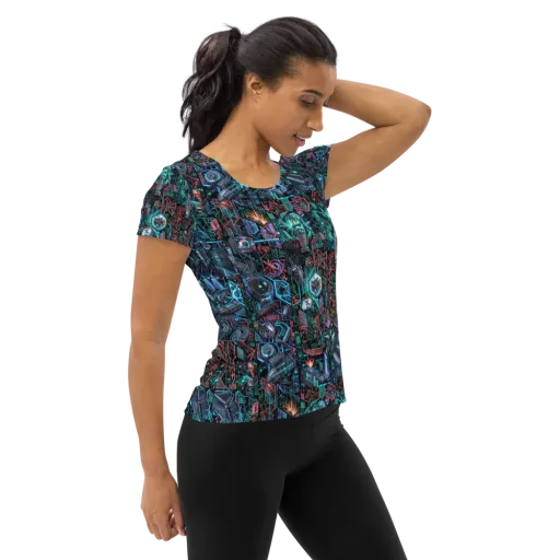 Cybernetic Jungle on a Women's Athletic T-Shirt
