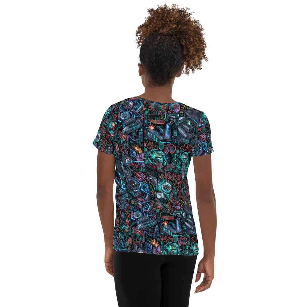 Cybernetic Jungle on Women's Athletic T-Shirt — Back
