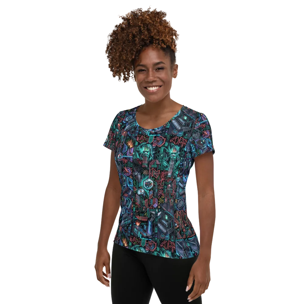 Cybernetic Jungle on Women's Athletic T-Shirt — Left