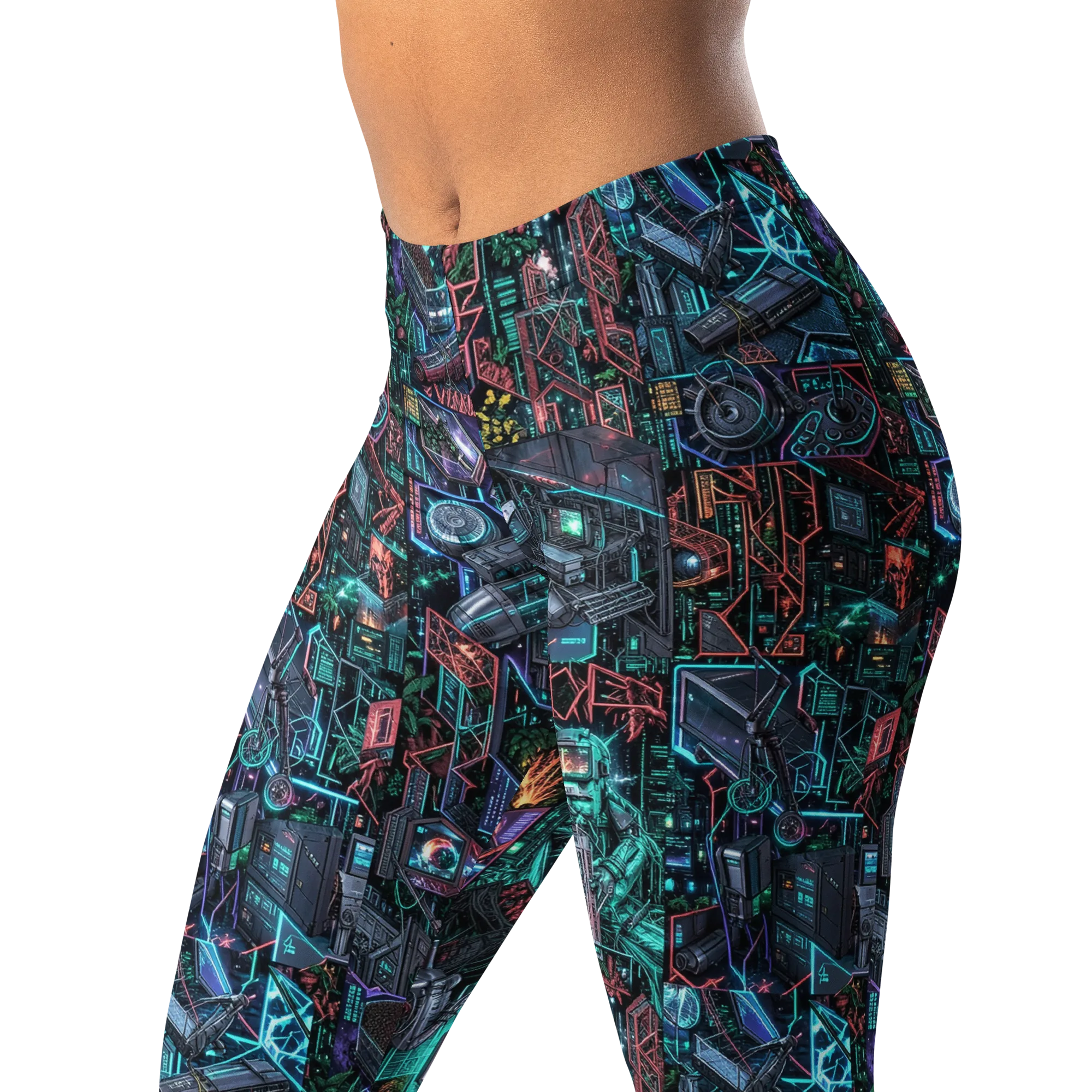 Cybernetic Jungle on Leggings — Left Front