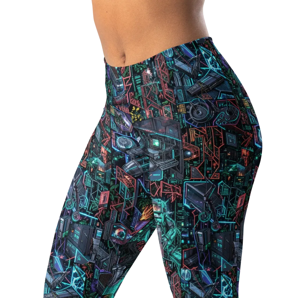 Cybernetic Jungle on Leggings — Left Front