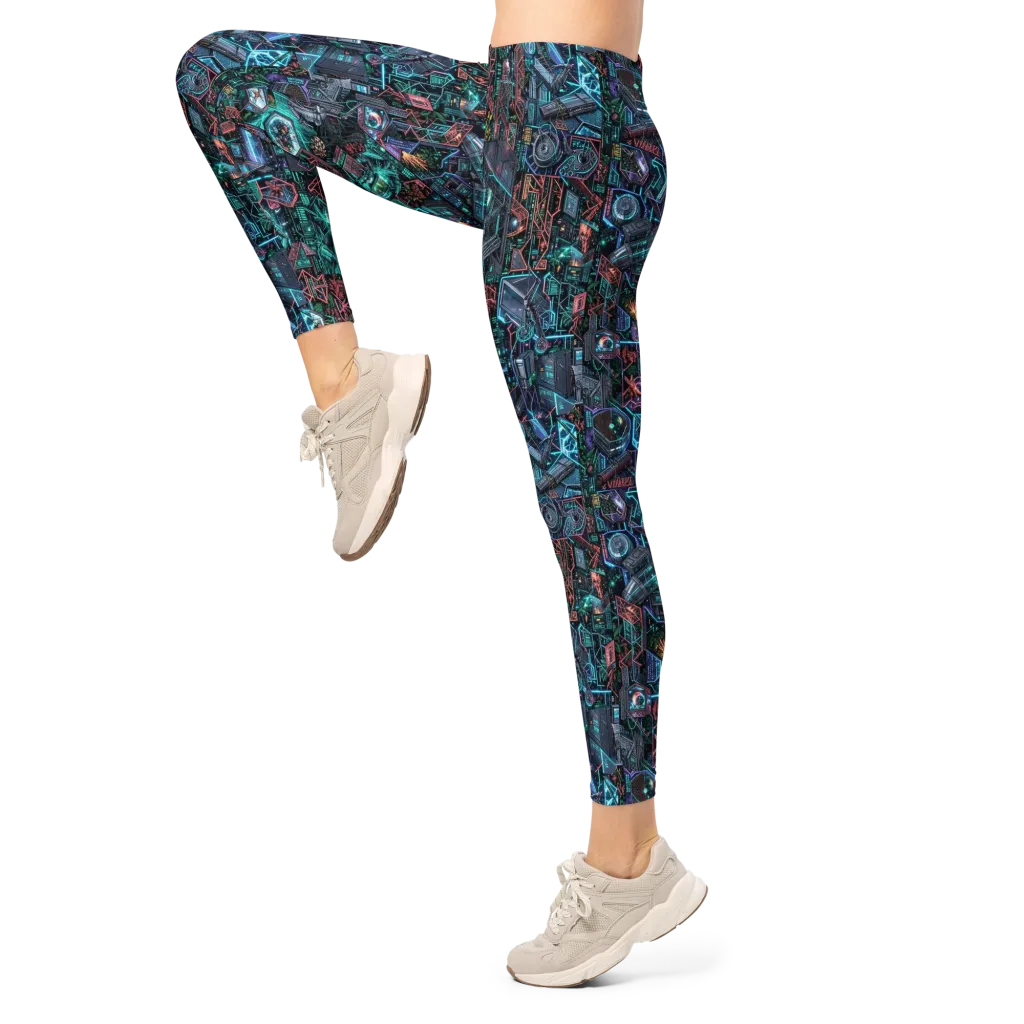 Cybernetic Jungle on Leggings — Left
