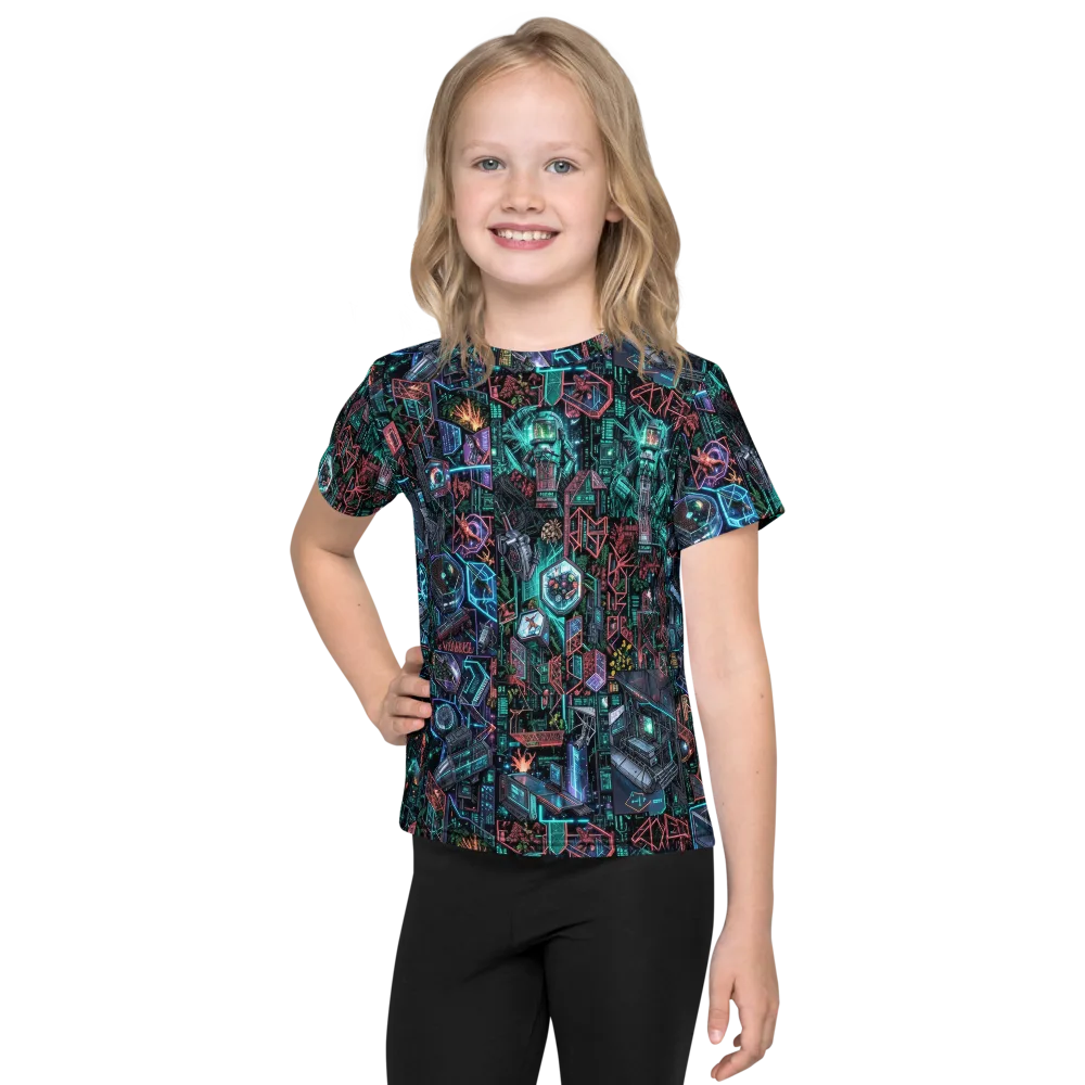 Cybernetic Jungle on Kids Crew Neck T-Shirt — Front