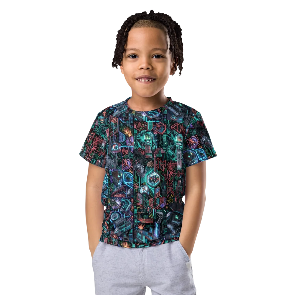 Cybernetic Jungle on Kids Crew Neck T-Shirt — Front