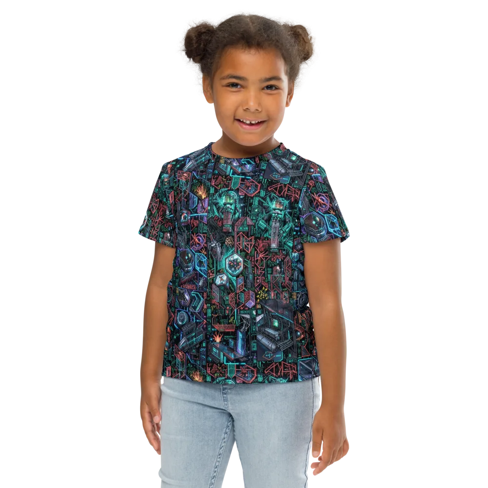 Cybernetic Jungle on Kids Crew Neck T-Shirt — Front
