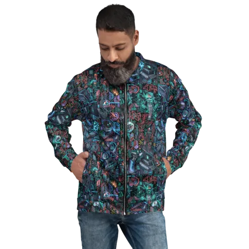 Cybernetic Jungle on a Bomber Jacket