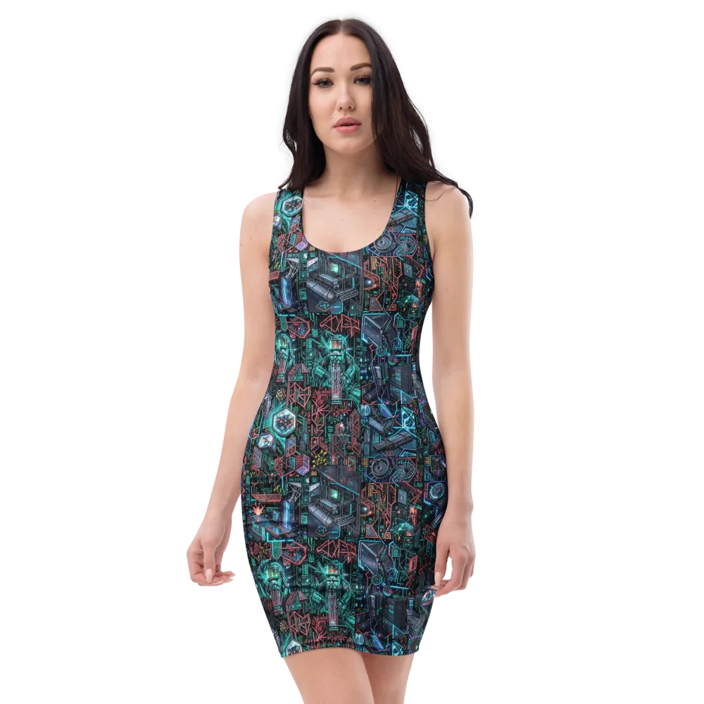 Cybernetic Jungle on Bodycon Dress — Front