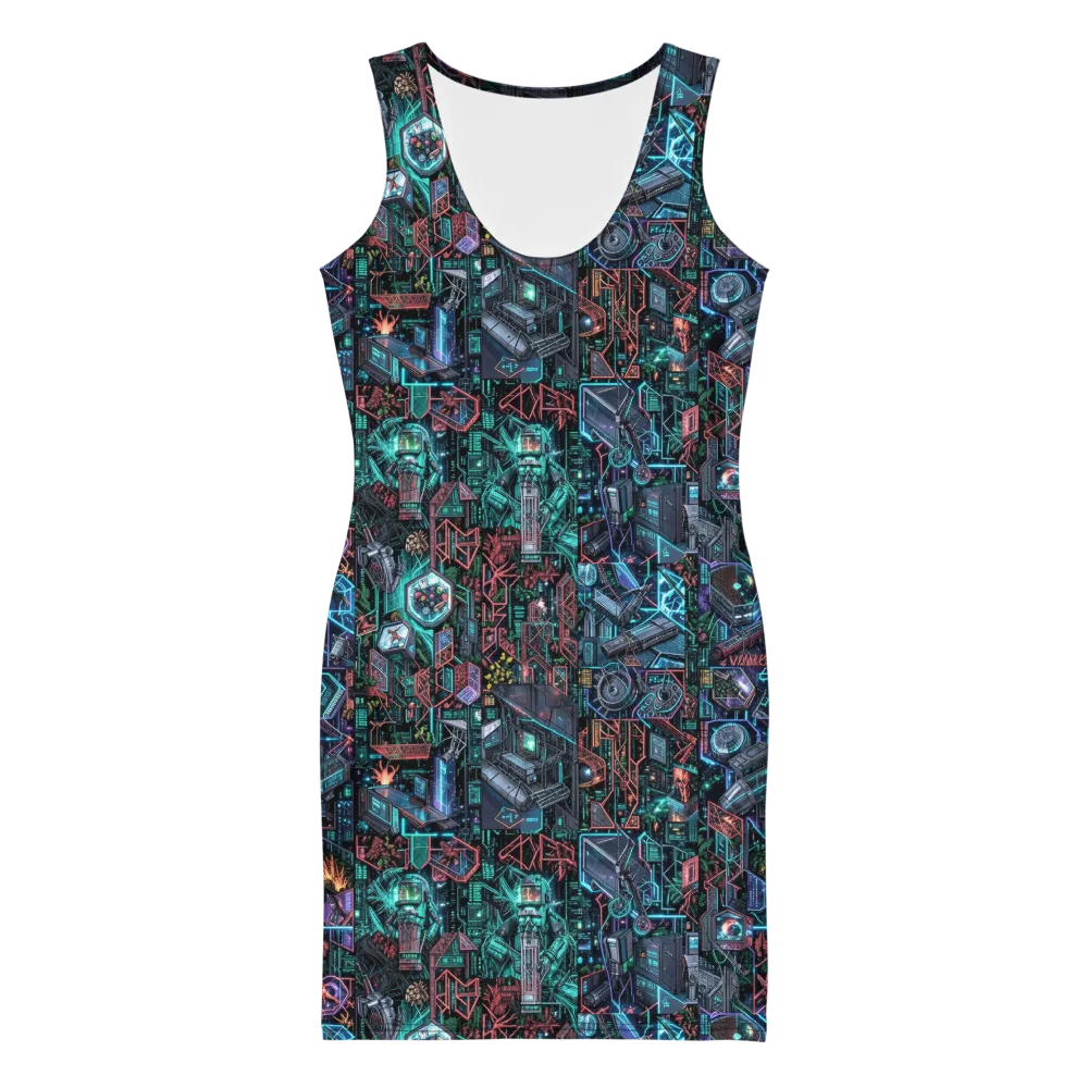 Cybernetic Jungle on Bodycon Dress — Front