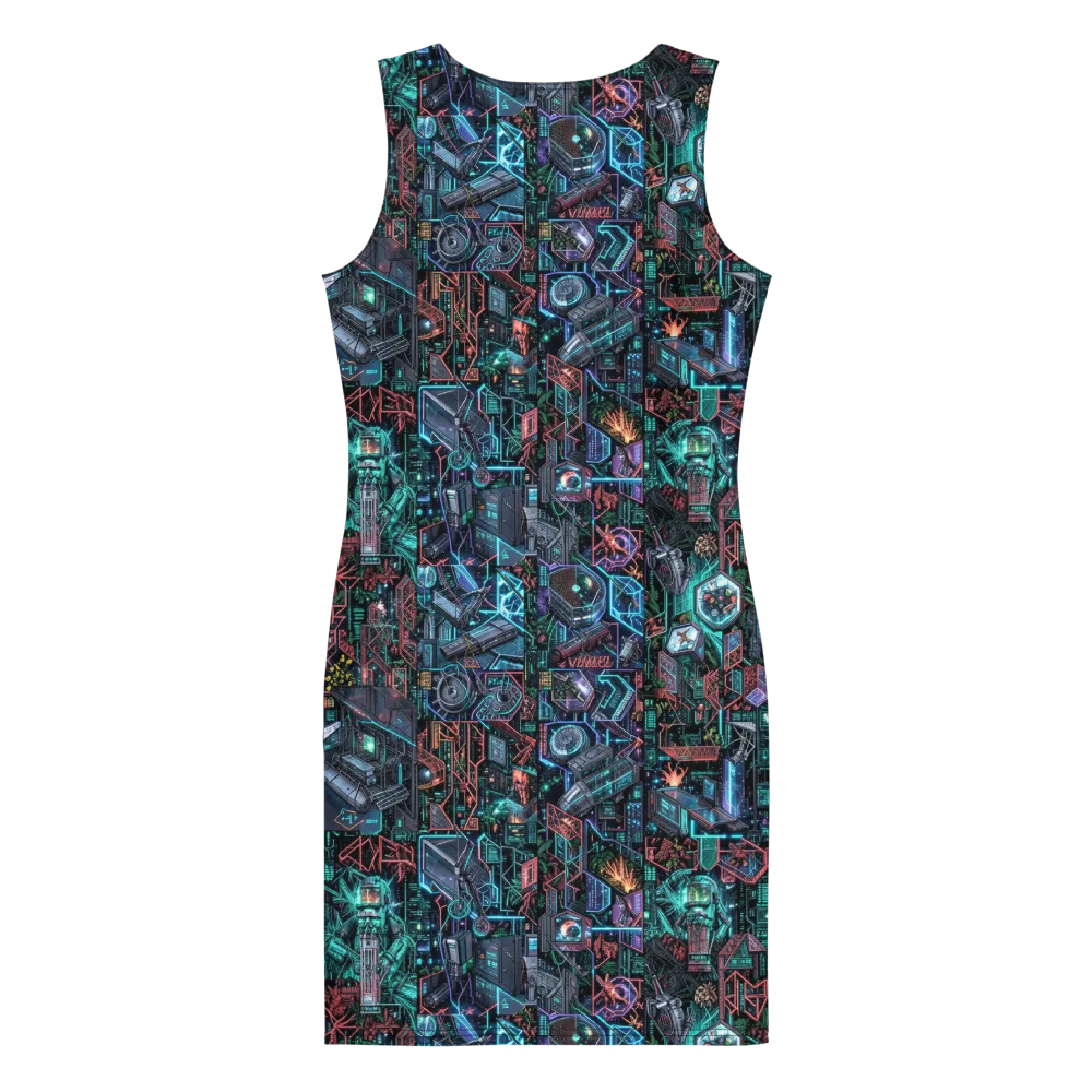 Cybernetic Jungle on Bodycon Dress — Back