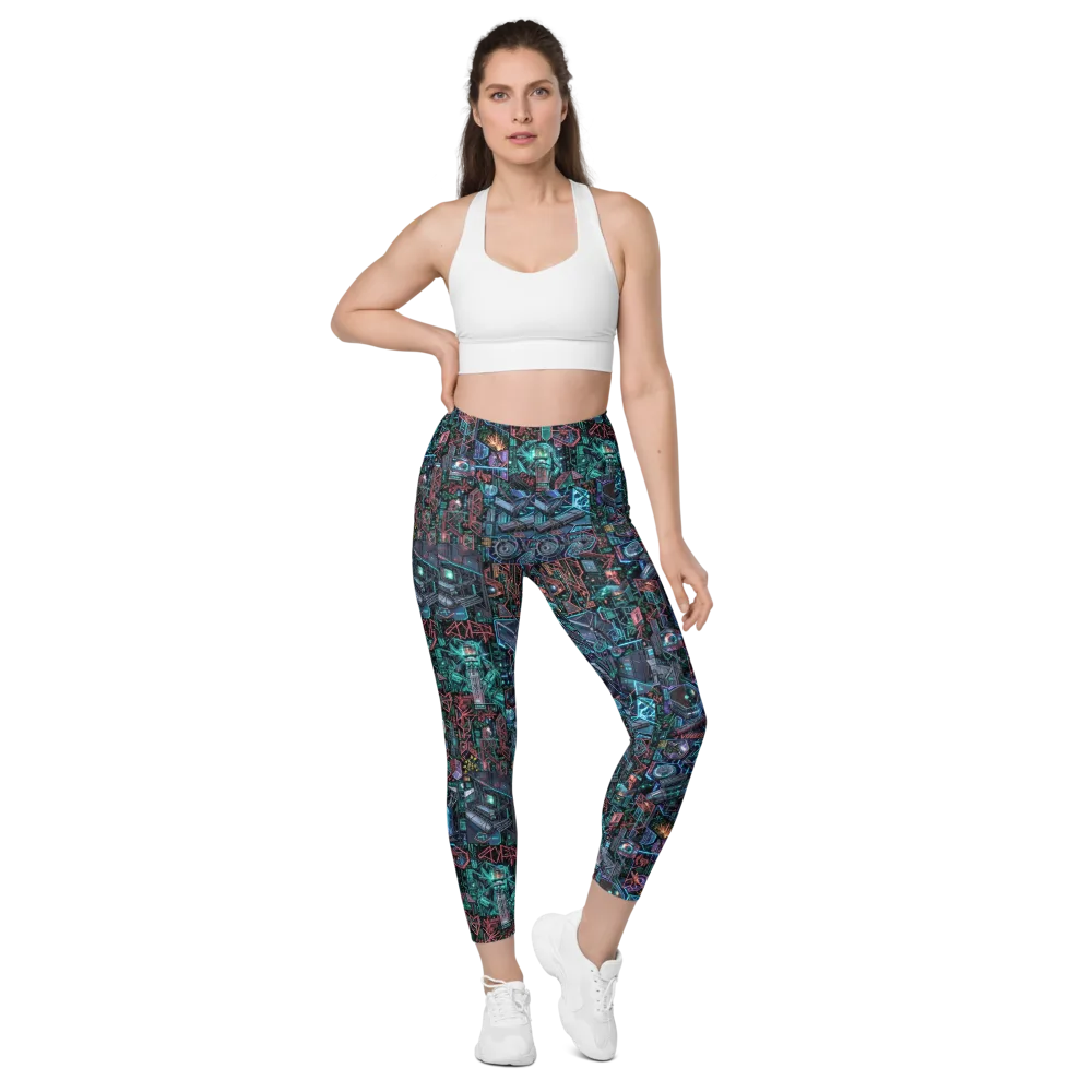 Cybernetic Jungle on Leggings with Pockets — Front