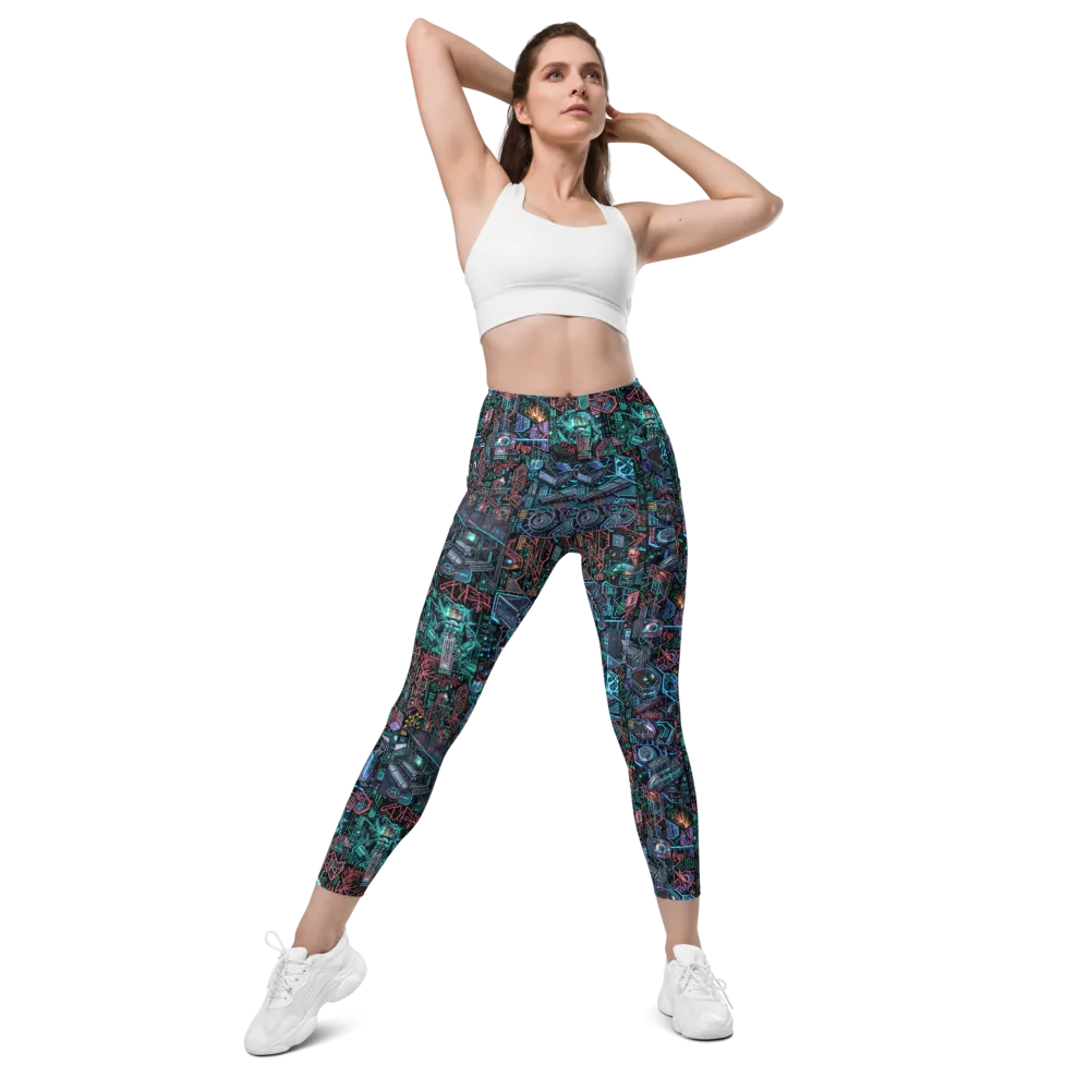 Cybernetic Jungle on Leggings with Pockets — Front