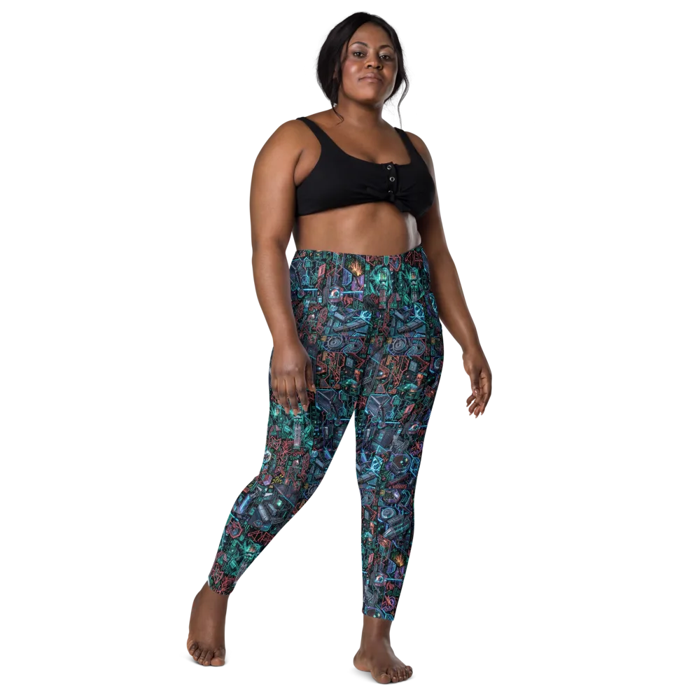 Cybernetic Jungle on Leggings with Pockets — Front