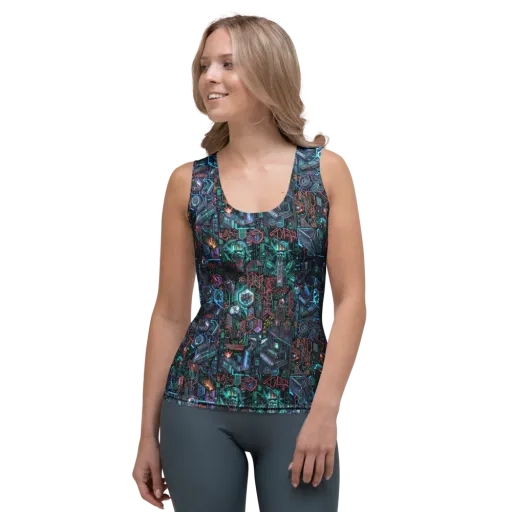 Cybernetic Jungle on a Women's Tank Top