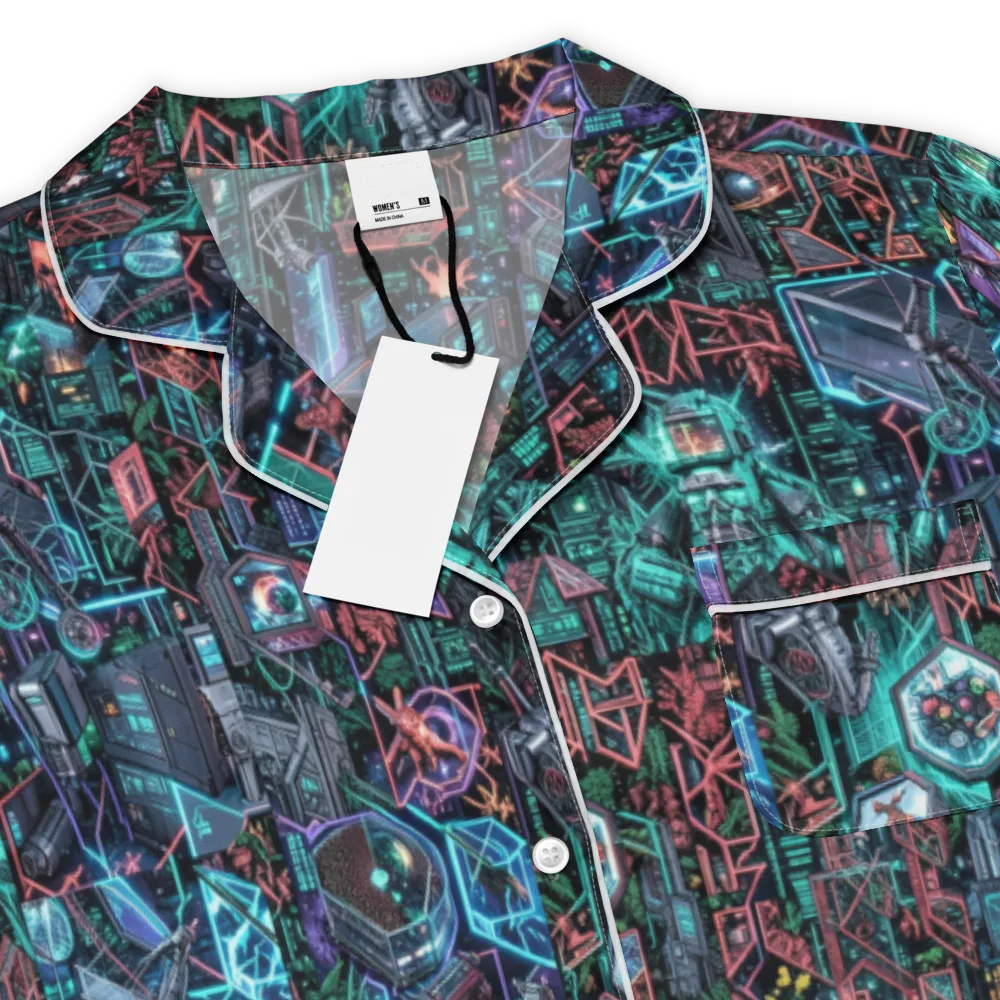Cybernetic Jungle on Women's Short Sleeve Pajama Top — Product details