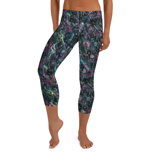 Neon Ruin Circuit on a Capri Leggings