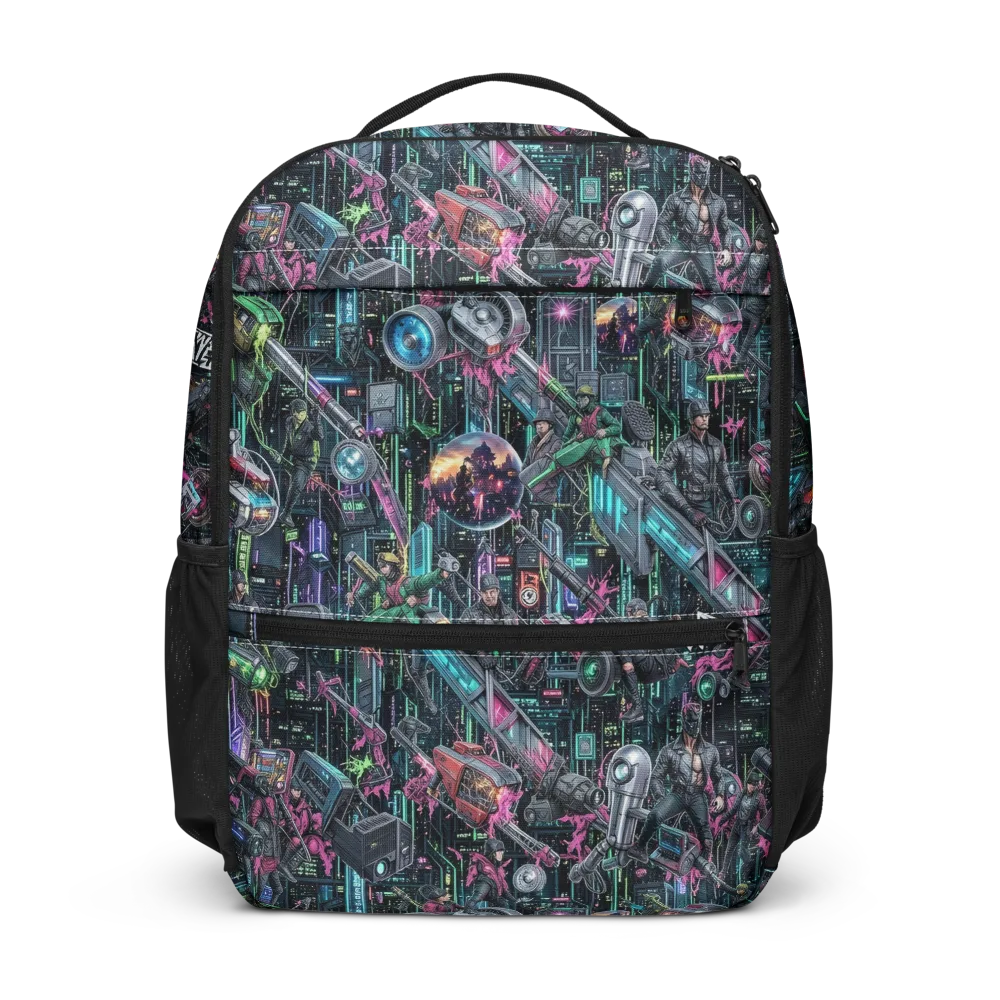 Neon Ruin Circuit on Utility Backpack — Front