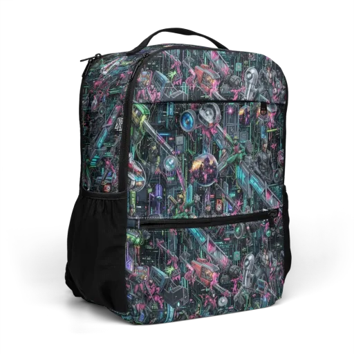 Neon Ruin Circuit on a Utility Backpack