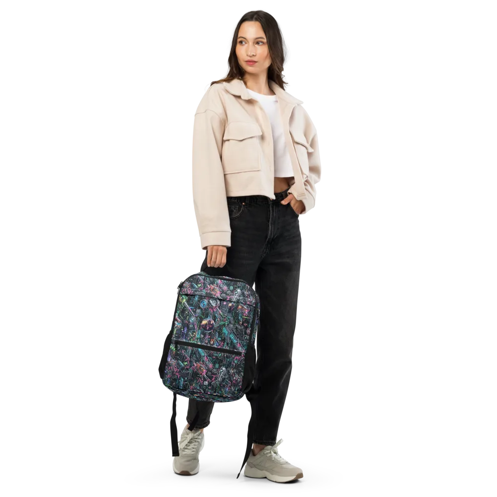Neon Ruin Circuit on Utility Backpack — Front