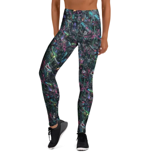 Neon Ruin Circuit on a Yoga Leggings